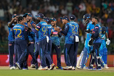 Charith Asalanka celebrate the wicket of Washington Sundar